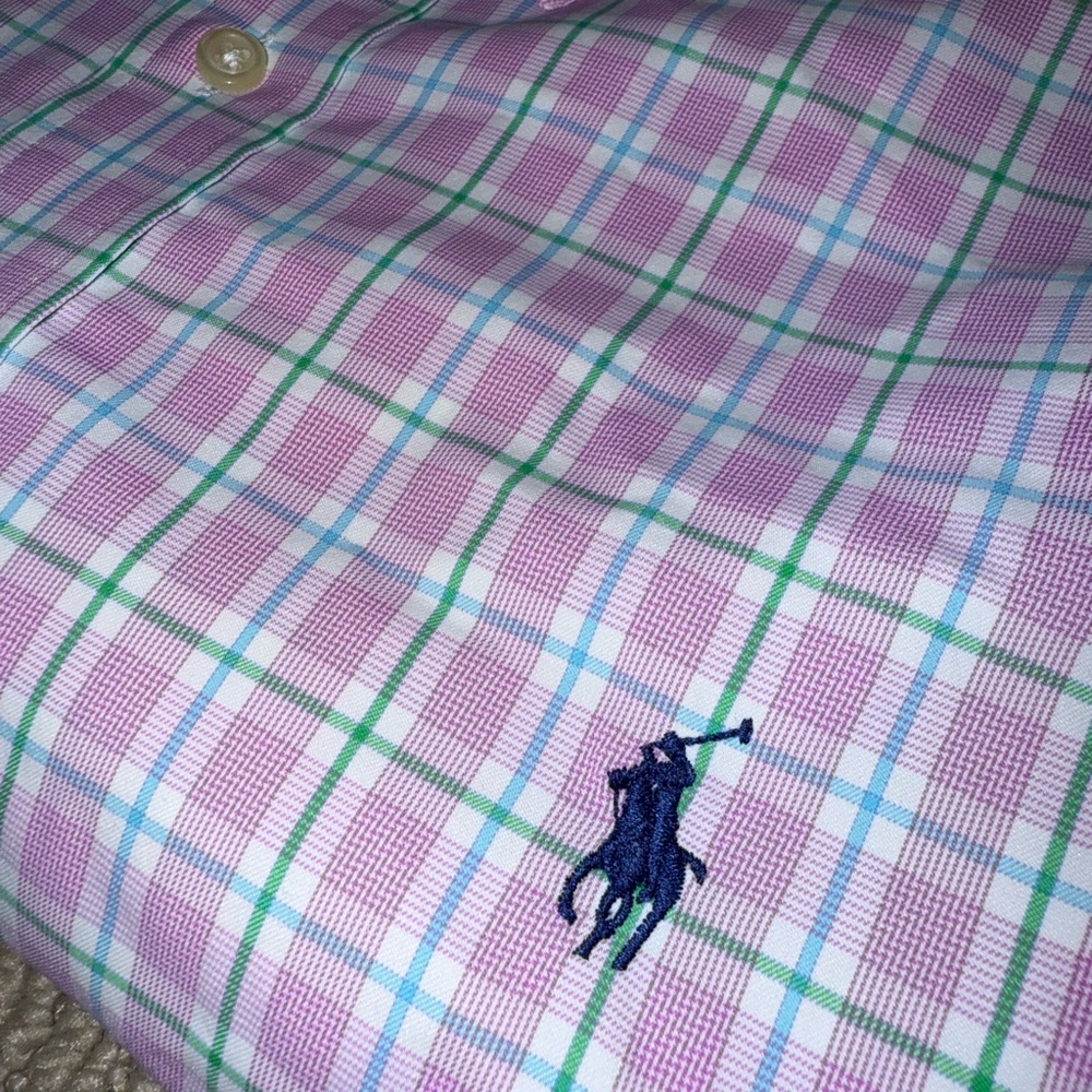 Ralph Lauren Men's Pink Plaid Shirt: Classic Fit Performance - Picture 2 of 3